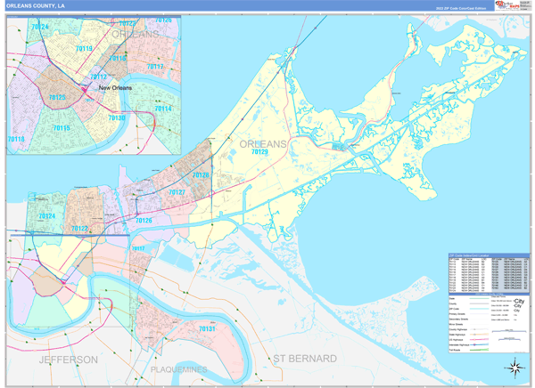 Orleans Parish (County), LA Wall Map