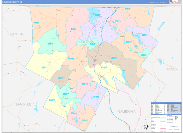 Orleans County, VT Zip Code Map