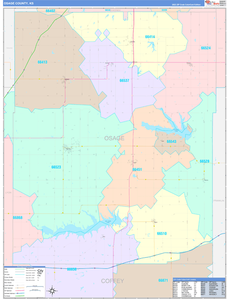 Osage County, KS Wall Map