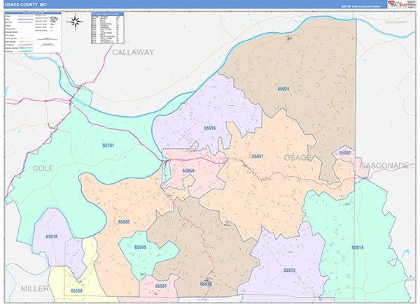 Osage County, MO Zip Code Map