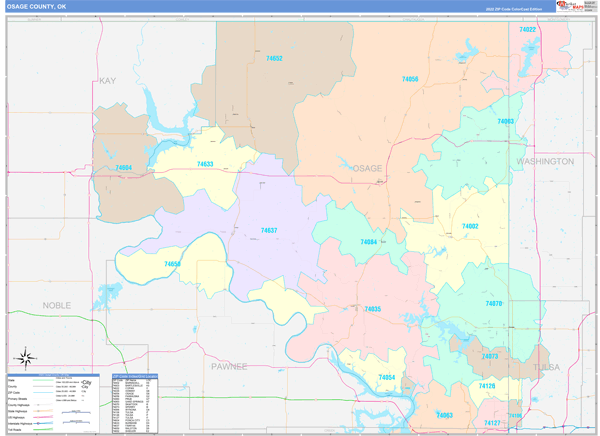 Osage County Digital Map Color Cast Style