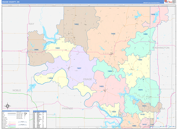 Osage County, OK Zip Code Map