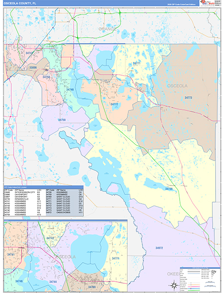 Osceola County, FL Zip Code Map