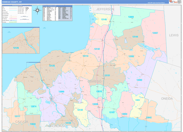 Oswego County Digital Map Color Cast Style
