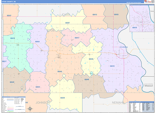 Otoe County, NE Zip Code Map