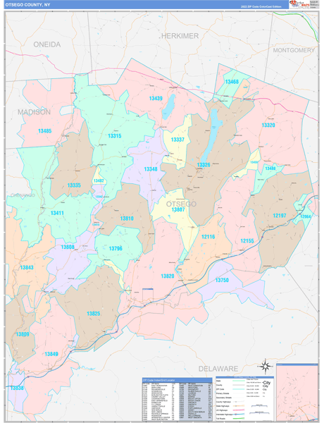 Otsego County Digital Map Color Cast Style