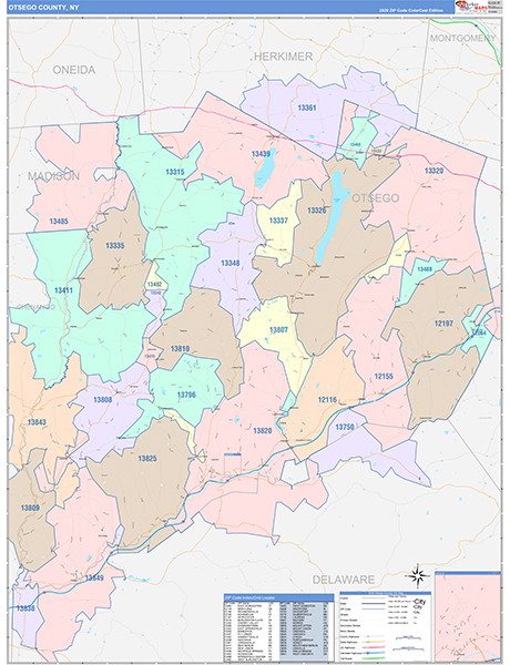 Otsego County, NY Zip Code Map