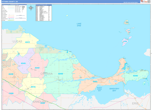 Ottawa County, OH Wall Map
