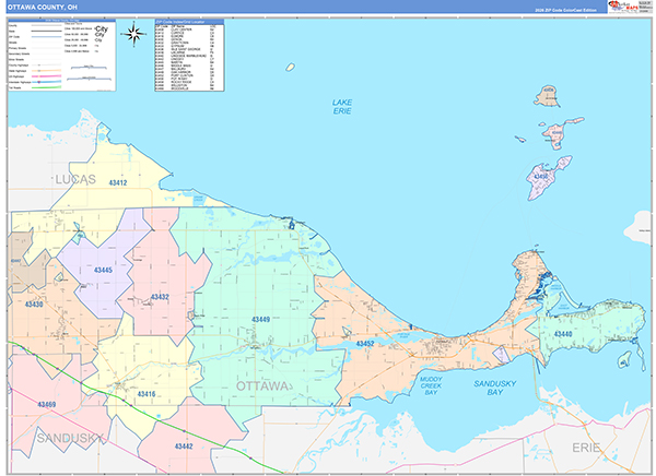 Ottawa County, OH Zip Code Map