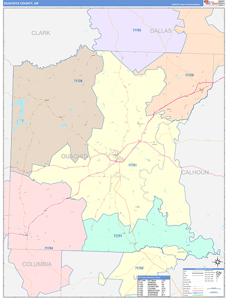 Ouachita County, AR Zip Code Map