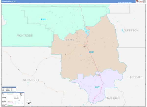 Ouray County, CO Zip Code Map