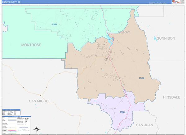 Ouray County, CO Zip Code Map