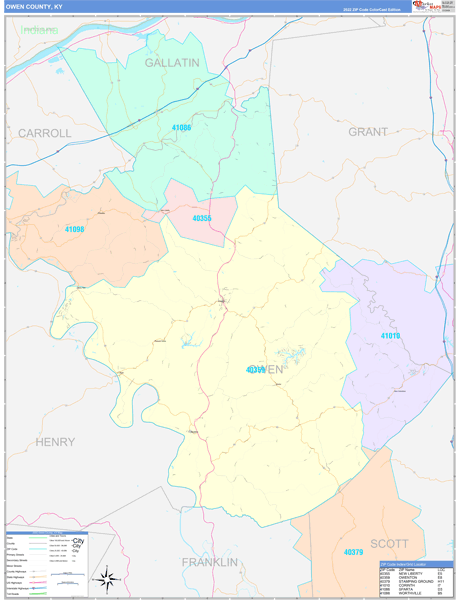 Owen County, KY Zip Code Map