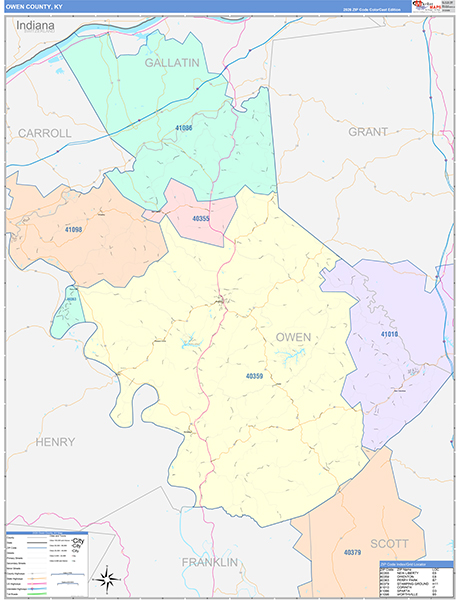 Owen County, KY Zip Code Map