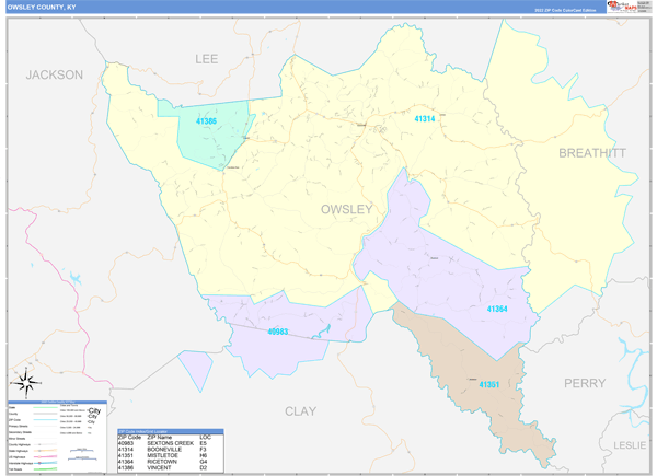 Owsley County Digital Map Color Cast Style