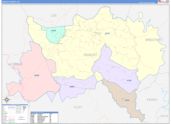 Owsley County, KY Zip Code Map
