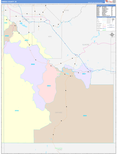 Owyhee County, ID Wall Map Color Cast Style