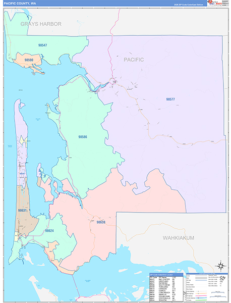 Pacific County, WA Zip Code Map