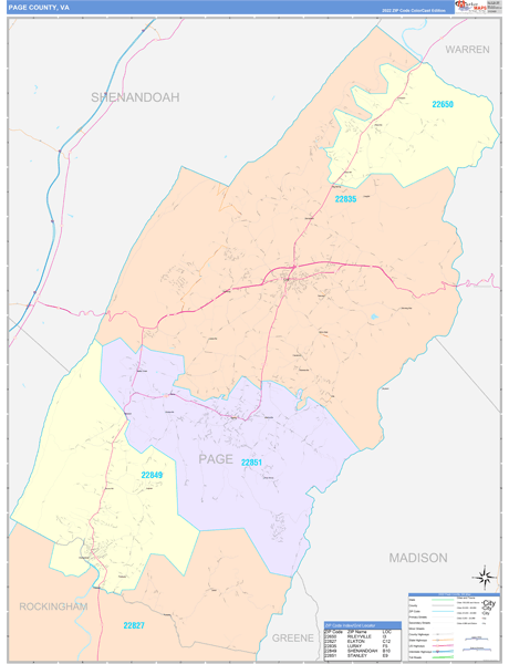 Page County, VA Zip Code Map