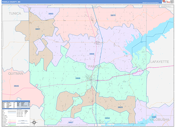 Panola County, MS Zip Code Map