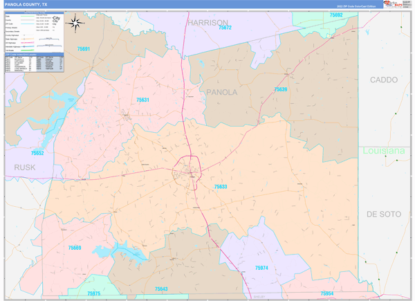 Panola County, TX Zip Code Map