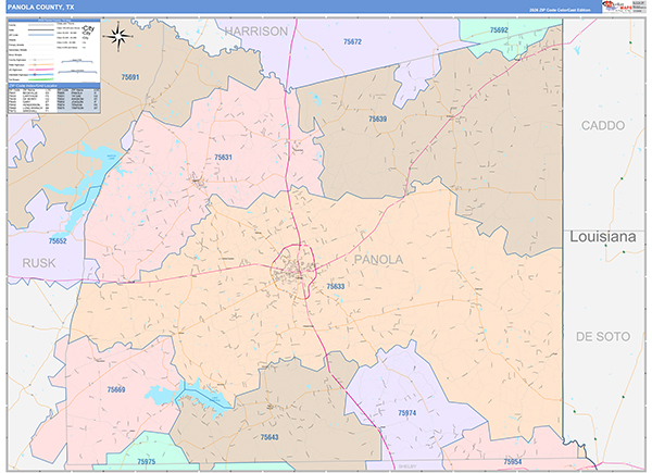 Panola County, TX Zip Code Map