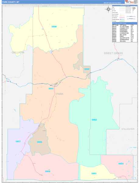 Park County, MT Zip Code Map
