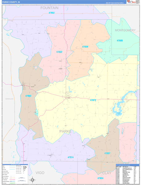 Parke County Digital Map Color Cast Style