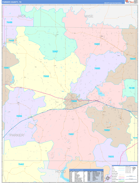 Parker County, TX Zip Code Map
