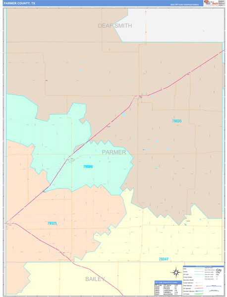 Parmer County, TX Zip Code Map
