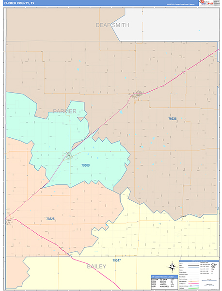 Parmer County, TX Zip Code Map