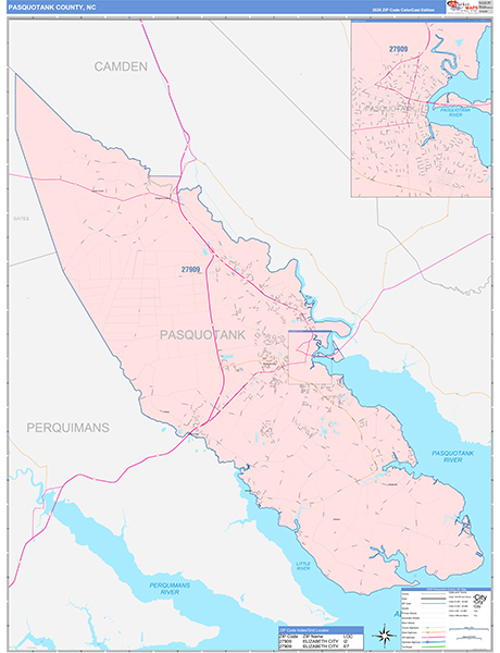 Pasquotank County, NC Wall Map