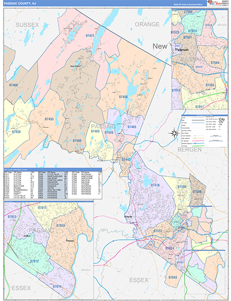 Passaic County, NJ Zip Code Map