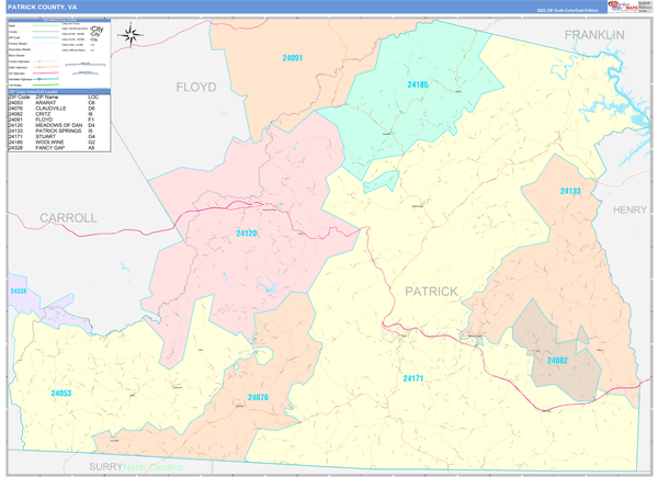 Patrick County Digital Map Color Cast Style