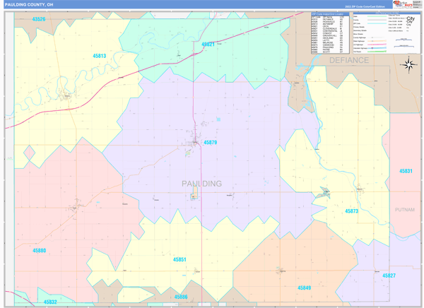 Paulding County, OH Wall Map