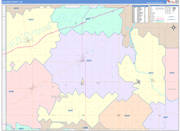 Paulding County, OH Zip Code Map