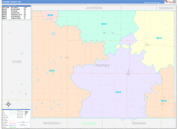 Pawnee County Digital Map Color Cast Style