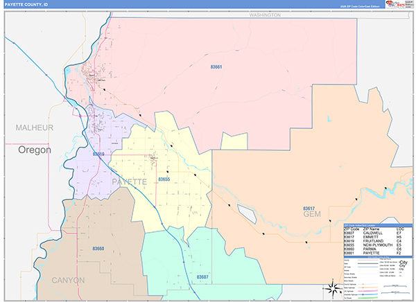 Payette County, ID Zip Code Map