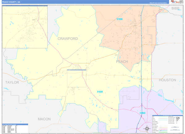 Peach County, GA Wall Map