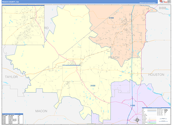 Peach County, GA Zip Code Map