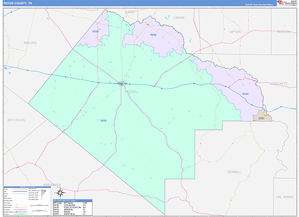 Pecos County, TX Zip Code Map