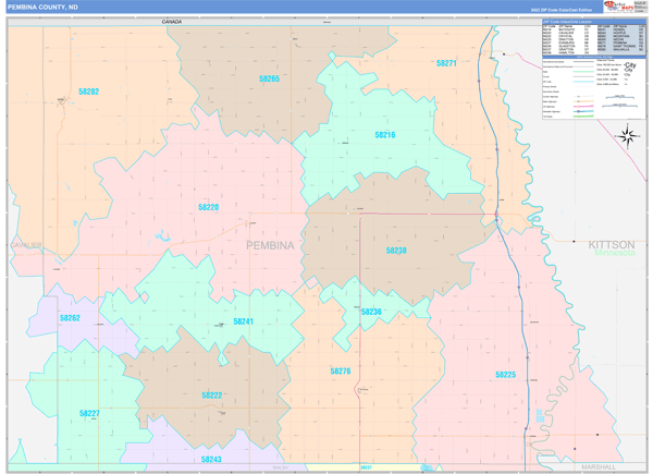 Pembina County Digital Map Color Cast Style