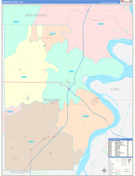 Pemiscot County Digital Map Color Cast Style