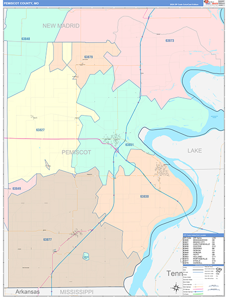 Pemiscot County, MO Zip Code Map