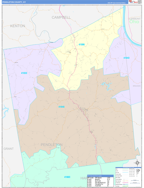 Pendleton County, KY Zip Code Map