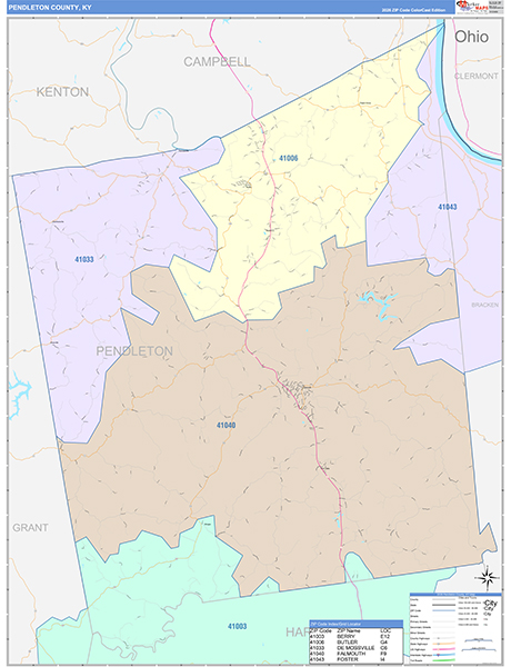 Pendleton County, KY Zip Code Map