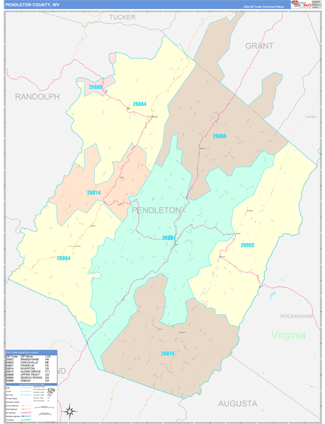 Pendleton County, WV Wall Map