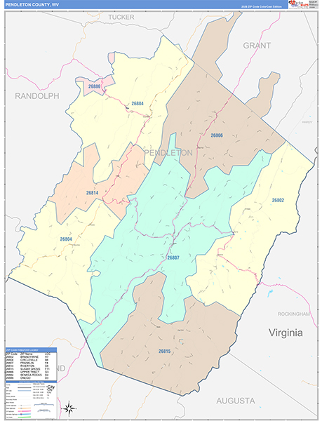 Pendleton County, WV Zip Code Map