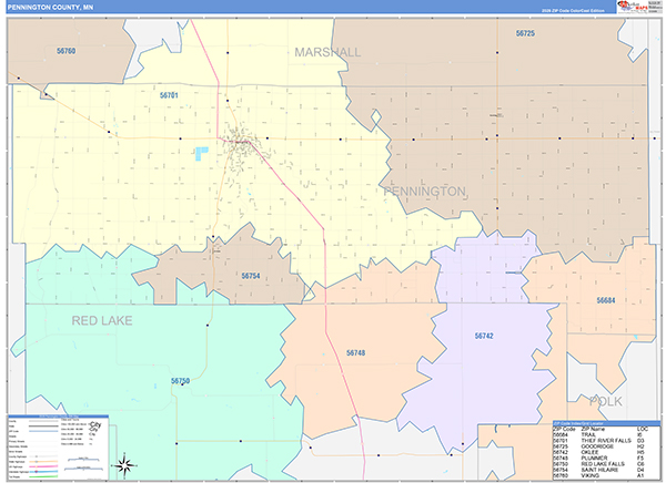 Pennington County, MN Zip Code Map