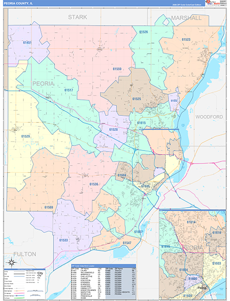 Peoria County, IL Zip Code Map
